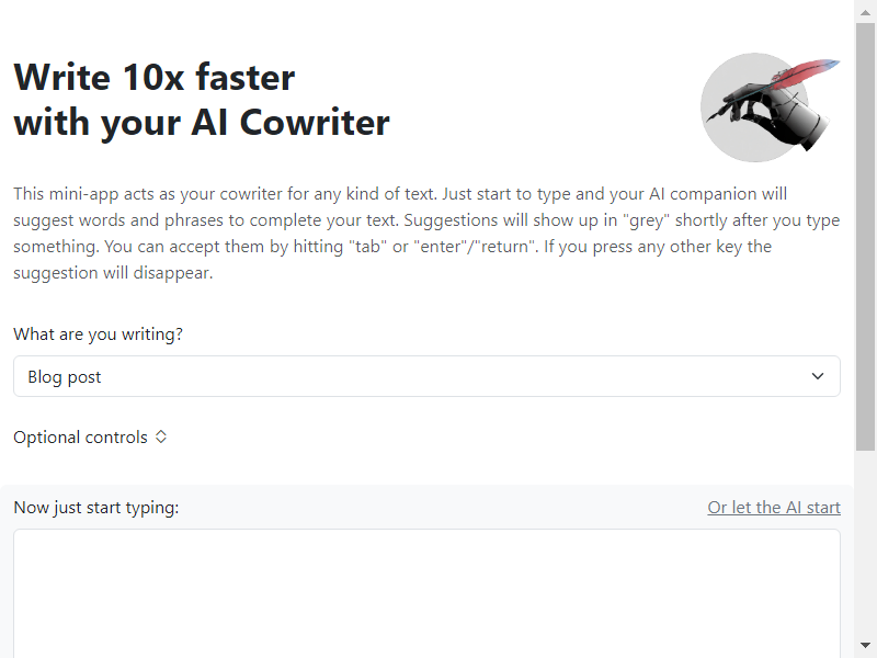 AI Cowriter screenshot