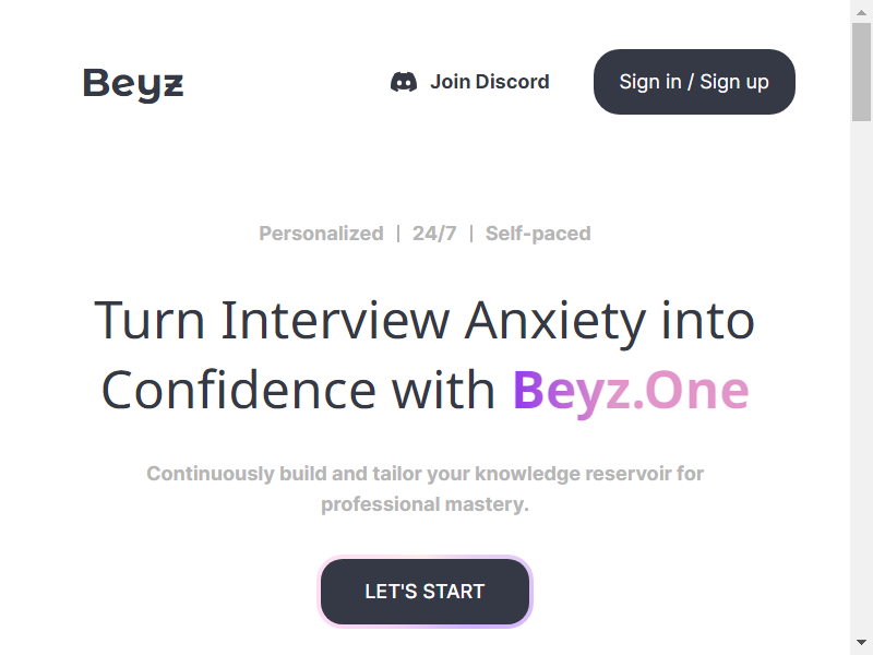 Beyz | AI-generated interview question screenshot