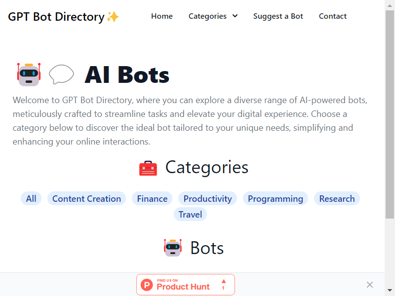GPT Bot Directory screenshot