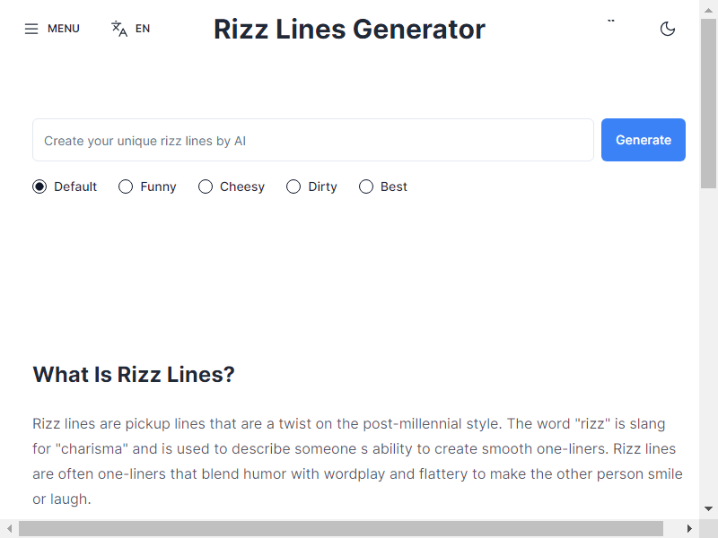 Rizz Lines Generator screenshot