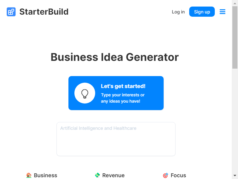 100% Free AI Business Idea Generator screenshot