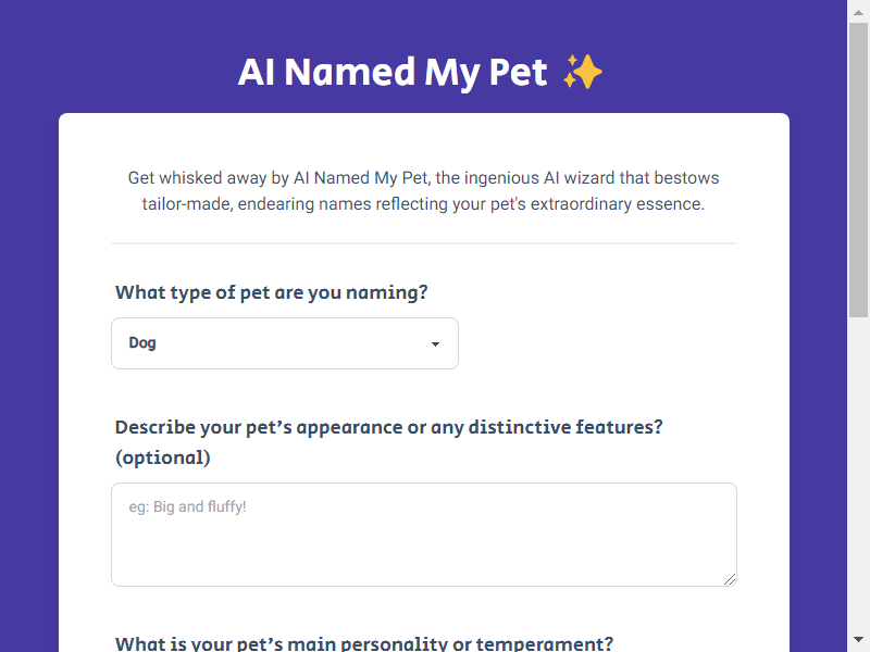 AI Named My Pet screenshot
