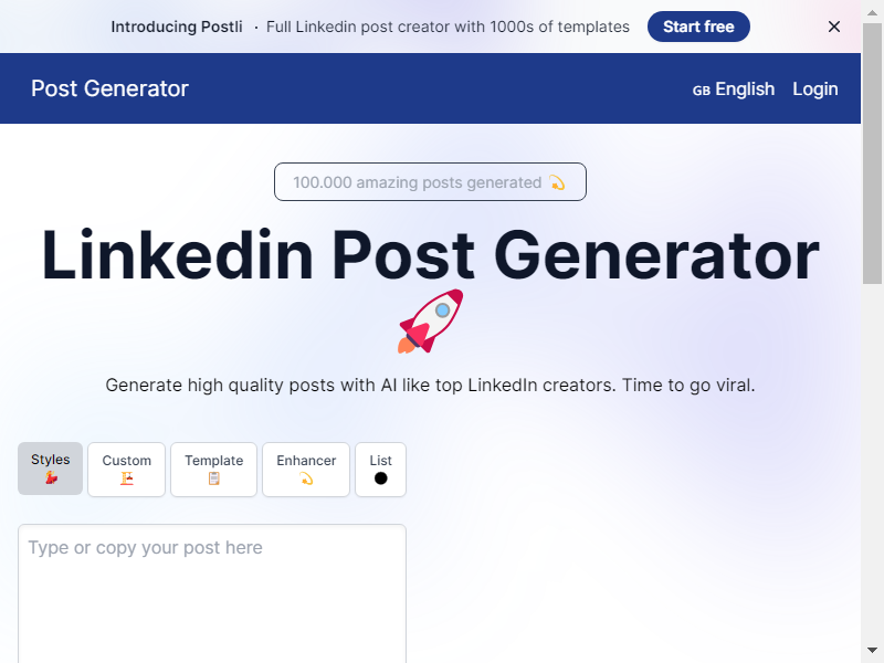 LinkedIn Post Generator screenshot